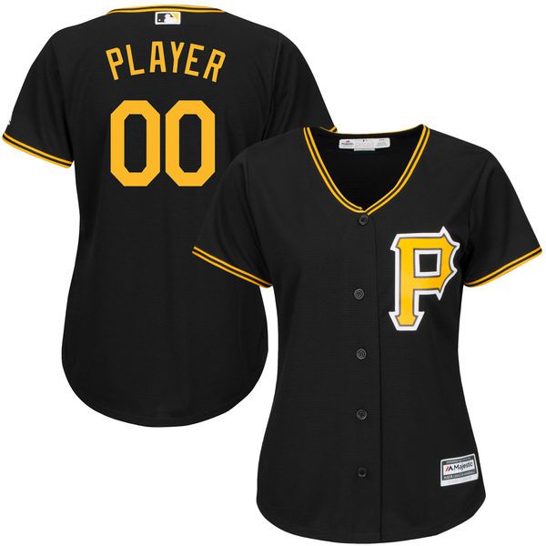 Women Pittsburgh Pirates Majestic Black Alternate Cool Base Custom MLB Jersey->customized mlb jersey->Custom Jersey
